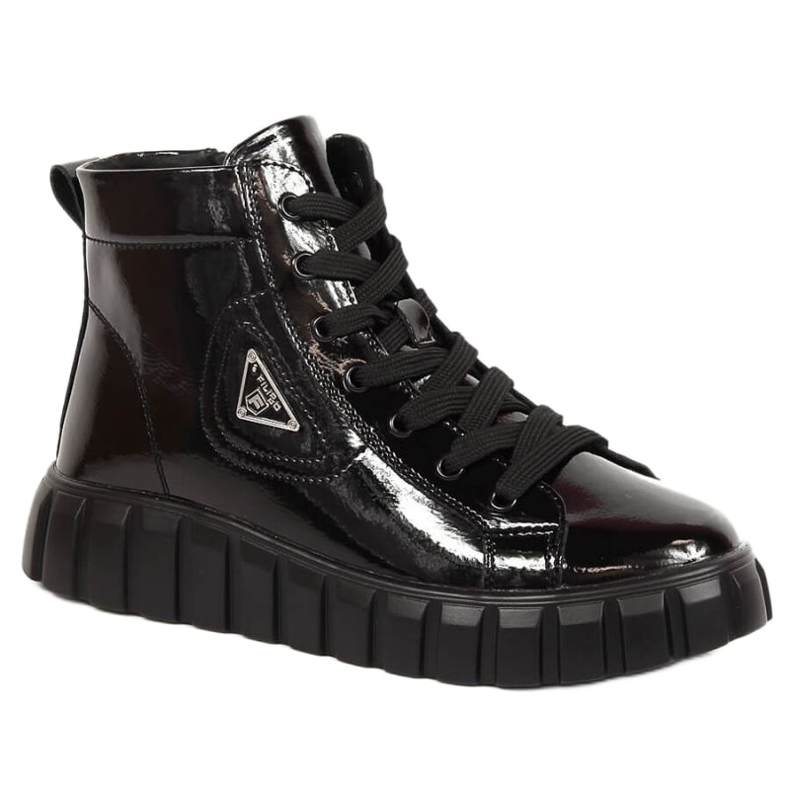 Bottines en cuir verni sur la plateforme Filippo W PAW382 le noir