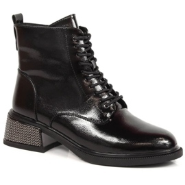 Bottes isolées vernies avec talons isolés décoratifs Filippo W PAW384 noir