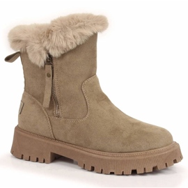 Vinceza W JAN164B bottes en daim avec fourrure beige