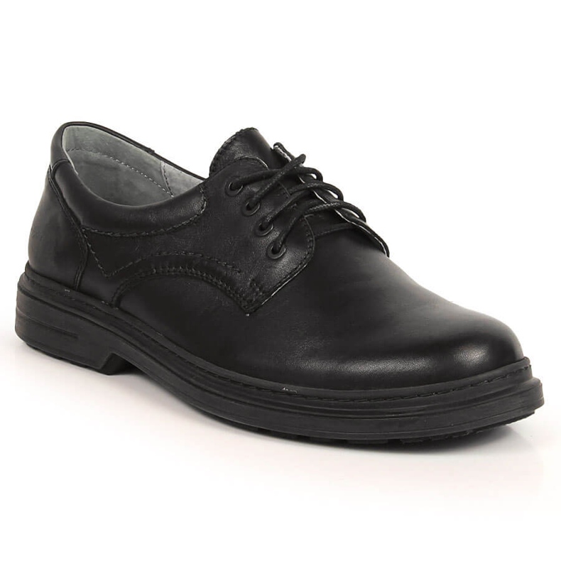 Chaussures à lacets confortables en cuir noir pour homme Helios le noir