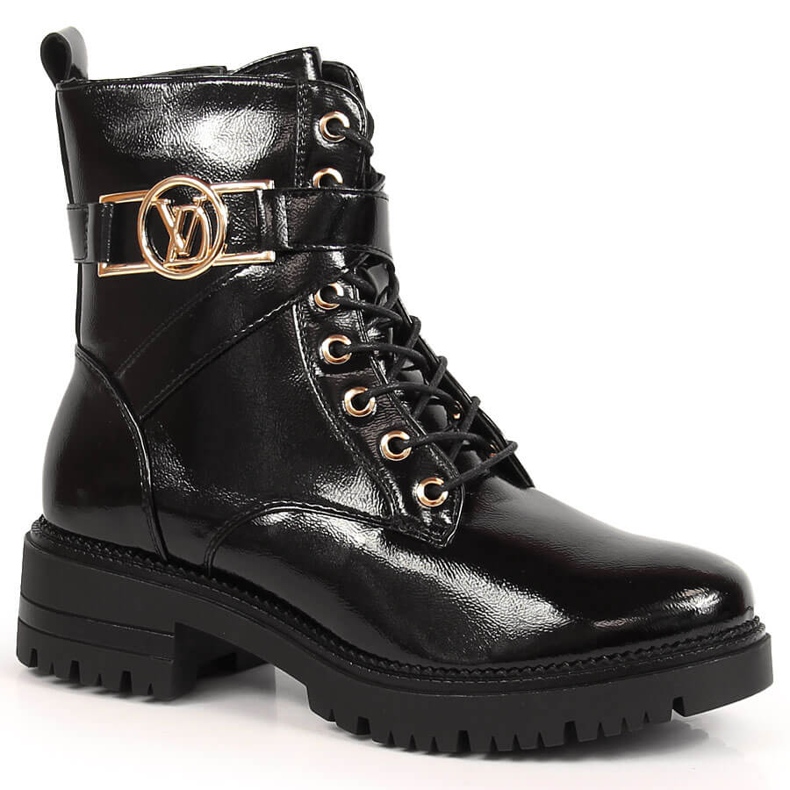 Bottes isolées laquées noires femme Potocki le noir