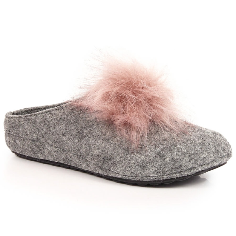 Chaussons femme confortables en feutre avec pompon Panto Fino gris