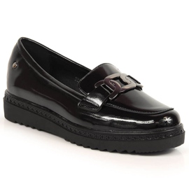 Mocassins pour femmes laqués sur la plate-forme Vinceza noire