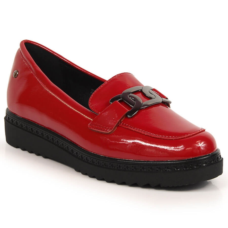 Mocassins femme laqués sur la plateforme Vinceza rouge