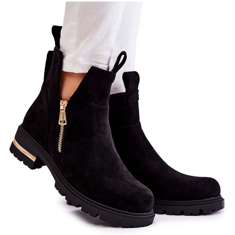 PG1 Bottines Klarissa en daim noires avec découpes le noir