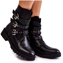 PG1 Bottes Chaudes Femme À Lanières Uni Noir Lambert