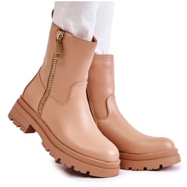 PG1 Bottes chaudes Jette nude avec fermetures éclair pour femmes beige