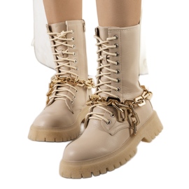 Bottines beiges avec chaîne Curiti
