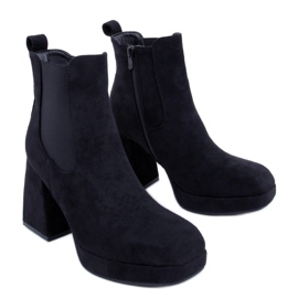 BM Bottines noires à talons larges Ciara le noir