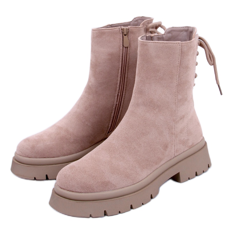 BM Bobbie Lt.KHAKI bottes en daim beige