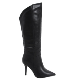 BM Celestine Bottes stiletto grainées noires