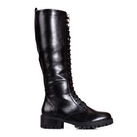 Bottes Shelovet hautes à lacets pour femmes noir
