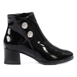 Bottines classiques en cuir verni pour femme le noir