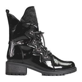 Bottes pour femmes vernies avec cristaux Shelovet noir