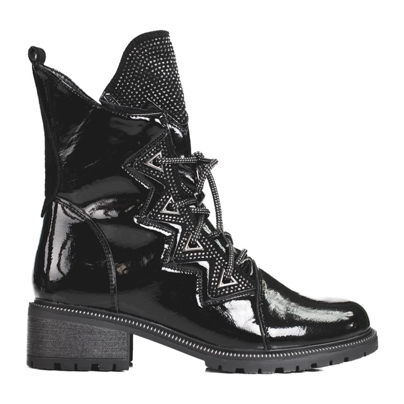 Bottes pour femmes vernies avec cristaux Shelovet le noir