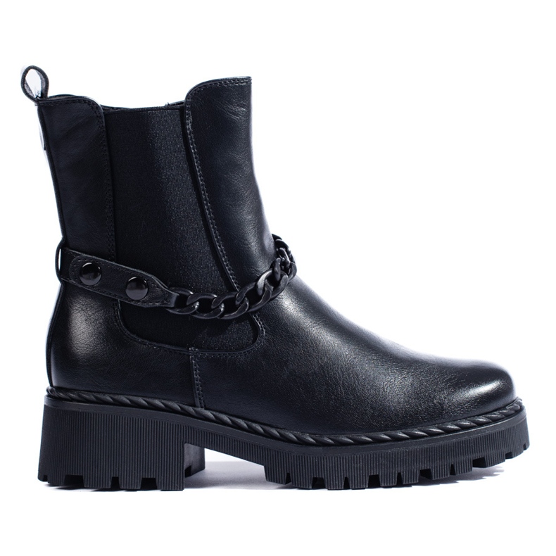 Bottines Chelsea femme noires avec chaîne le noir Bottines Chelsea femme noires avec chaîne le noir