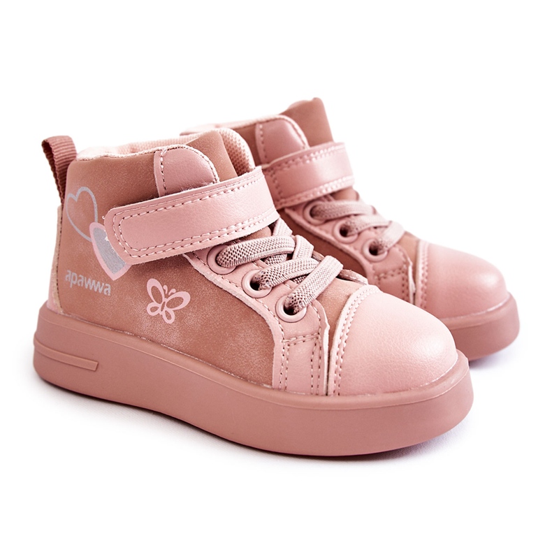 PA1 Baskets Montantes Enfant Avec Velcro Rose Cheezi