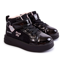 PA1 Baskets Montantes Enfant Avec Velcro Noir Cheezi