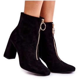 PG1 Bottes En Daim À Talons Hauts Avec Une Fermeture Éclair Décorative Lisette Noire le noir