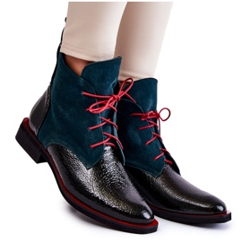 PA2 Bottes Cheyenne en cuir vert et noir le noir