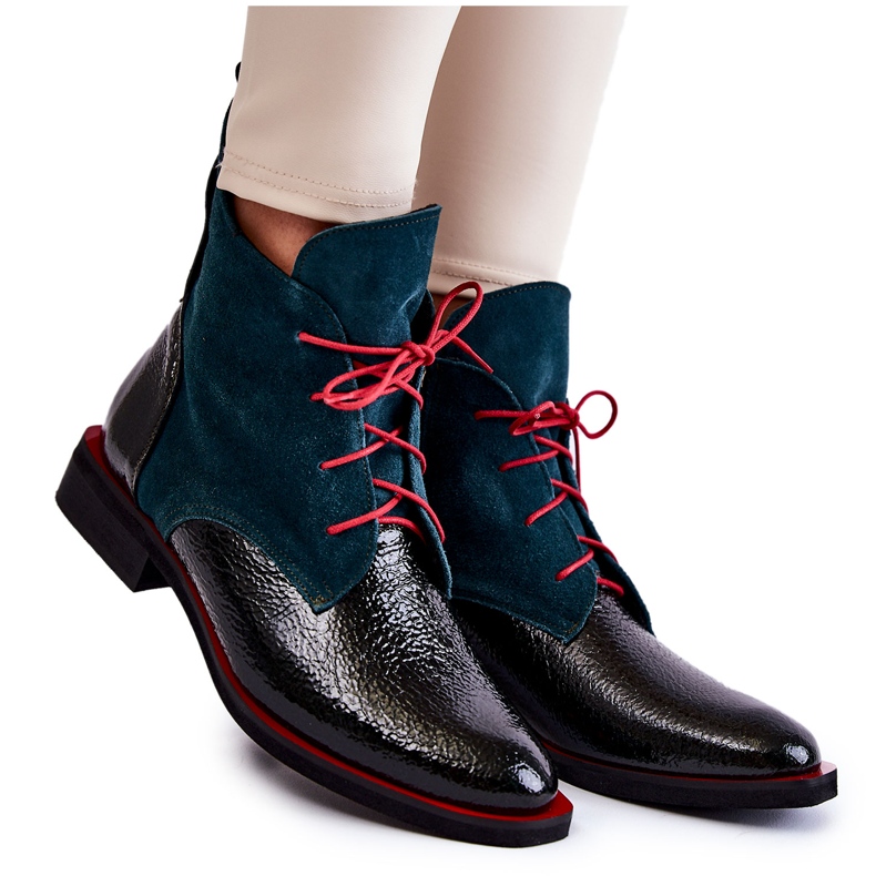 PA2 Bottes Cheyenne en cuir vert et noir le noir