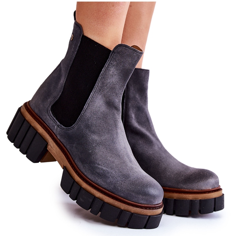 Bottes en Cuir Travailleurs Maciejka Gris 05312-03 Bottes en Cuir Travailleurs Maciejka Gris 05312-03