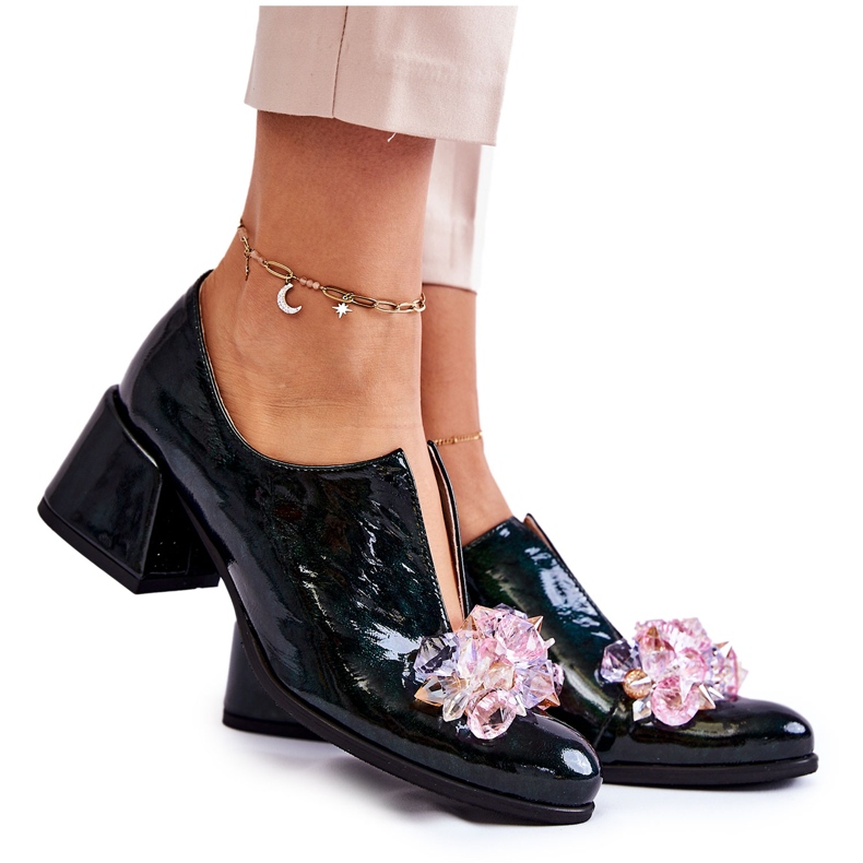 PA2 Chaussures en mosaïque vernie à décor Delaver vert transparent