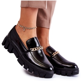 Sergio Leone Chaussures Laquées Avec Chaîne Noire Anne