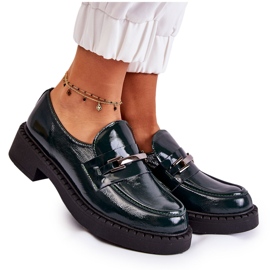 Lemar Des chaussures en cuir pour femmes verni avec une décoration en argent vert Lemar Des chaussures en cuir pour femmes verni avec une décoration en argent vert