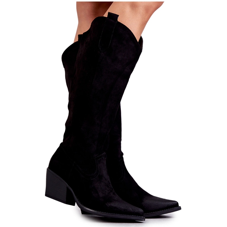 WS1 Santiags en daim Noir Casey D7933 le noir
