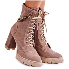 Bottines à lacets en daim Lewski Shoes 3244 / G Beige brun