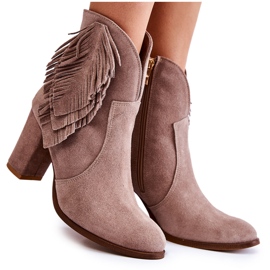 Bottines en daim pour femmes Lewski Shoes 3093 Cappucino brun