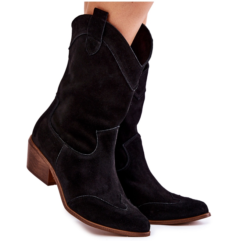 Bottes en daim Bottes de cowboy Lewski Shoes 3198 Noir le noir