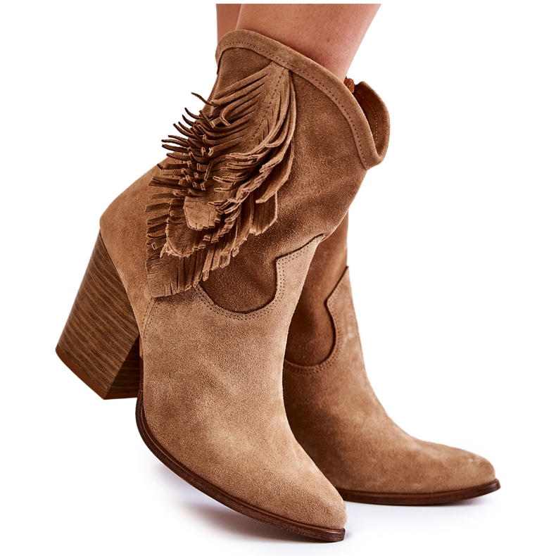 Bottines en daim pour femmes Lewski Shoes 2808 / L Beige