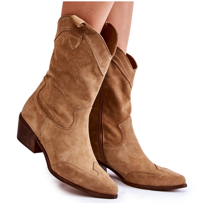Bottes en Daim Santiags Lewski Shoes 3198 Beige Bottes en Daim Santiags Lewski Shoes 3198 Beige