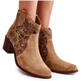 Bottines Daim Ajourées Lewski Shoes 3170/2 Beige