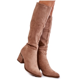 PS1 Bottes Classiques En Daim Avec Fermeture Éclair Beige Leyette