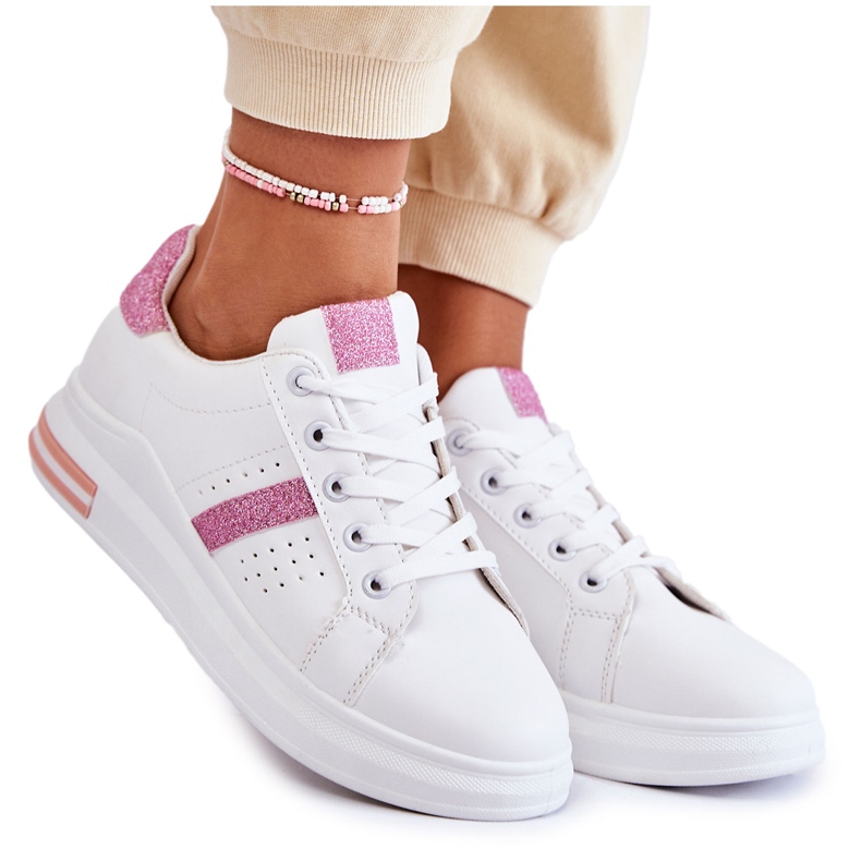 FK2 Chaussures de sport pour femmes Tied blanc et rose Otylia blanche