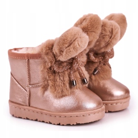 Bottes De Neige Chaudes Enfant Avec Fourrure Avec Oreilles Lapin Or Rose 20218-1H/2H doré