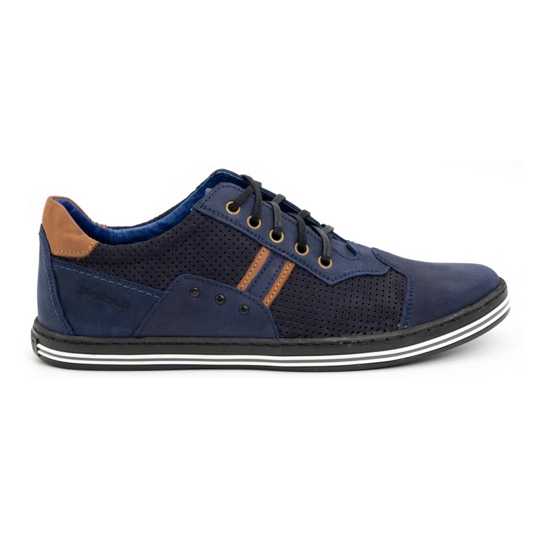 Polbut Chaussures casual homme 1801P bleu marine nubuck/camel