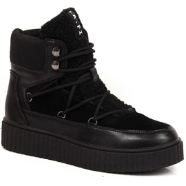 Bottes à lacets pour femmes avec une plate-forme Laura La.Fi noire isolée le noir