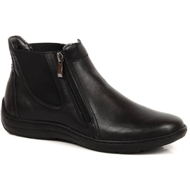 Bottes confortables en cuir pour femmes avec fermetures à glissière Łukbut isolées le noir