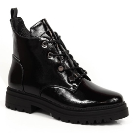 Bottes isolées en cuir verni noir pour femmes Filippo PAW387 le noir