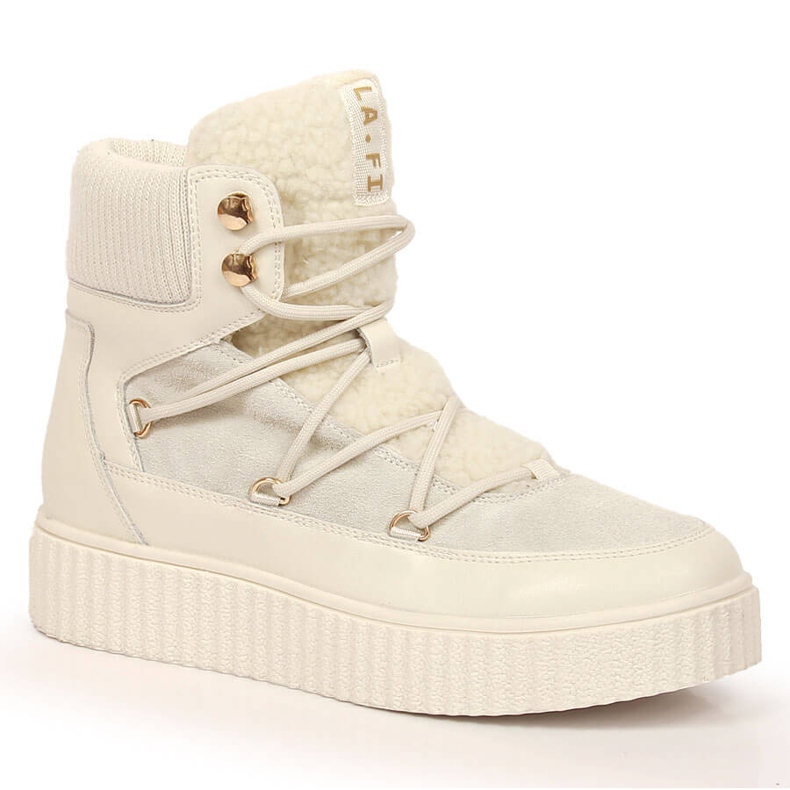 Boots à lacets en cuir sur plateforme Laura La.Fi beige clair