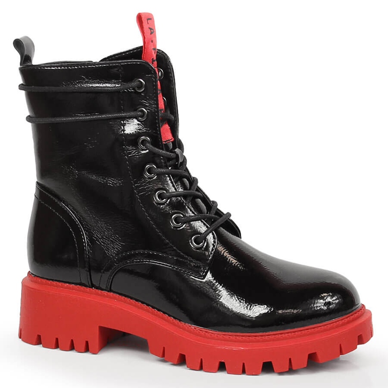 Bottines laquées à semelles rouges et isolées noires Laura La.Fi le noir