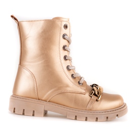 Bottes fille dorées avec chaîne Shelovet d'or
