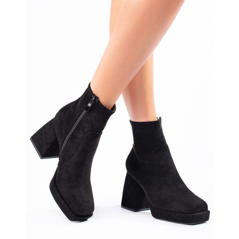 Bottines femme à talon large, noires le noir