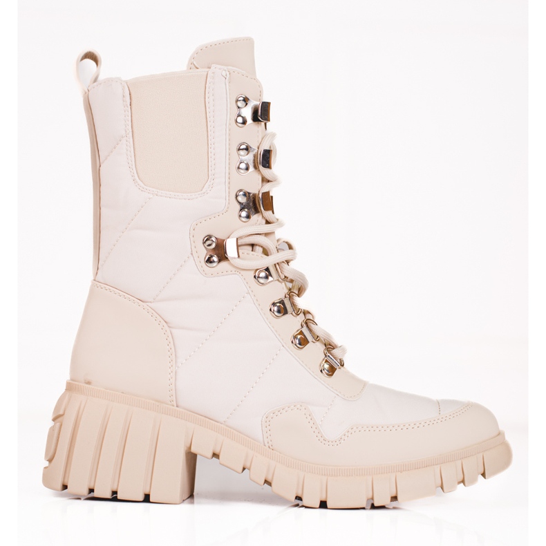 Bottes à lacets pour femmes sur la plateforme Shelovet beige Bottes à lacets pour femmes sur la plateforme Shelovet beige