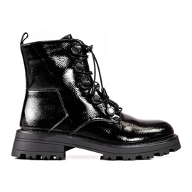 Bottines Shelovet femme noires laquées