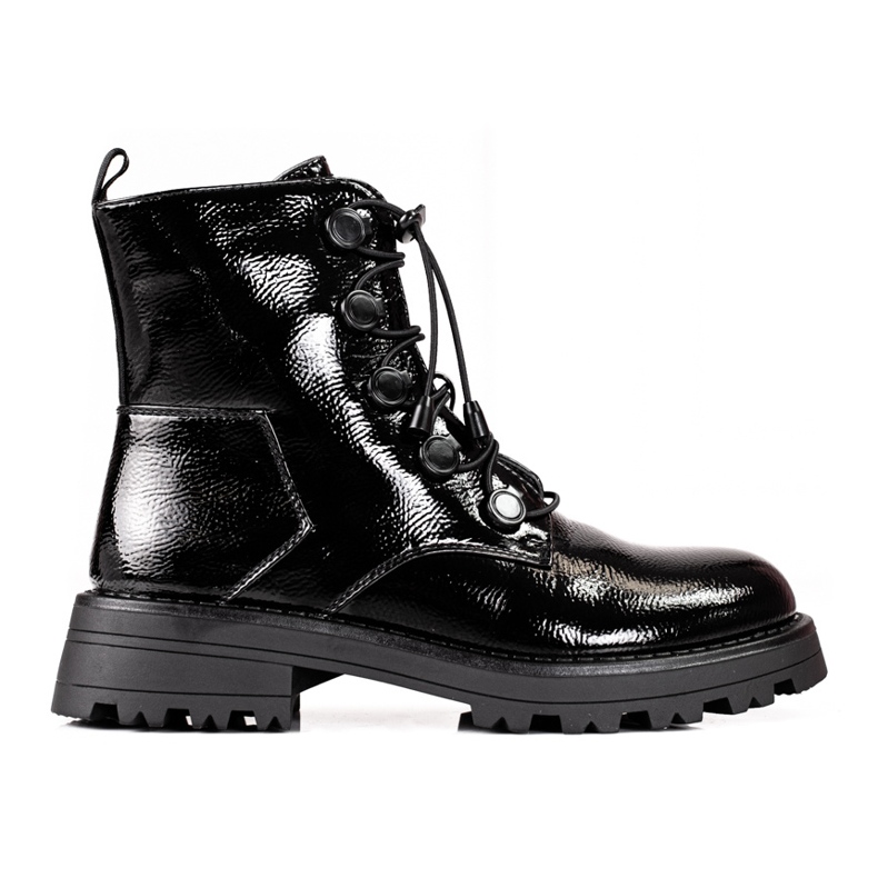 Bottines Shelovet femme noires laquées le noir